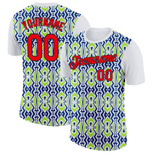 Load image into Gallery viewer, Custom White Fire Red US Navy Blue Aurora Green-Black 3D Esports Performance T-Shirt