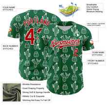 Load image into Gallery viewer, Custom Kelly Green Red-White 3D Mexican Cactus Authentic Baseball Jersey