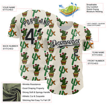 Load image into Gallery viewer, Custom Cream Black-White 3D Mexican Cactus Authentic Baseball Jersey