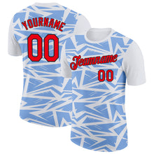 Load image into Gallery viewer, Custom White Fire Red Light Blue-Black 3D Esports Performance T-Shirt