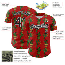 Load image into Gallery viewer, Custom Red Black-White 3D Mexican Cactus Authentic Baseball Jersey