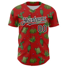 Load image into Gallery viewer, Custom Red Black-White 3D Mexican Cactus Authentic Baseball Jersey
