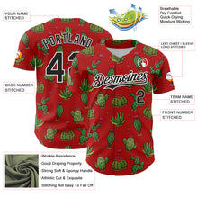 Load image into Gallery viewer, Custom Red Black-White 3D Mexican Cactus Authentic Baseball Jersey