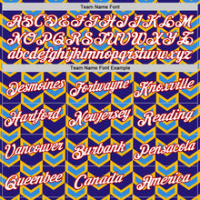 Load image into Gallery viewer, Custom Gold Dark Purple Powder Blue-Red 3D Esports Performance T-Shirt