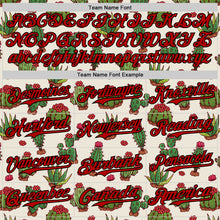 Load image into Gallery viewer, Custom Cream Red-Black 3D Mexican Cactus Authentic Baseball Jersey