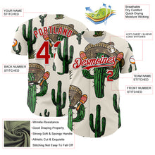 Load image into Gallery viewer, Custom Cream Red-White 3D Mexican Cactus Authentic Baseball Jersey