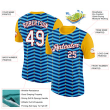 Load image into Gallery viewer, Custom Gold Sky Blue US Navy Blue-Red 3D Esports Performance T-Shirt