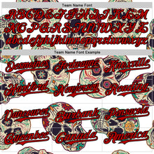 Load image into Gallery viewer, Custom White Red-Black 3D Mexican Skull Authentic Baseball Jersey