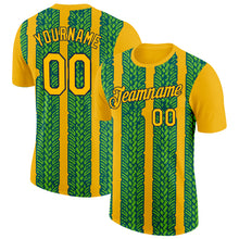 Load image into Gallery viewer, Custom Gold Aurora Green Midnight Green-Navy 3D Esports Performance T-Shirt