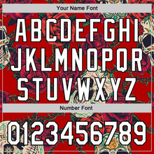 Load image into Gallery viewer, Custom Red White-Black 3D Mexican Skull And Flower Authentic Baseball Jersey