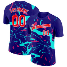 Load image into Gallery viewer, Custom Dark Purple Fire Red Ice Blue-Hot Pink 3D Esports Performance T-Shirt
