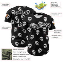 Load image into Gallery viewer, Custom Black White 3D Skull Authentic Baseball Jersey