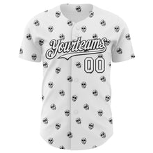 Load image into Gallery viewer, Custom White Black 3D Skull Authentic Baseball Jersey