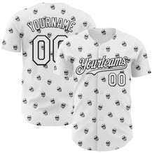 Load image into Gallery viewer, Custom White Black 3D Skull Authentic Baseball Jersey