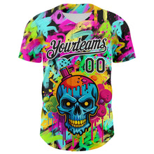 Load image into Gallery viewer, Custom Black White 3D Graffiti Skull Authentic Baseball Jersey