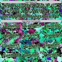 Load image into Gallery viewer, Custom Pea Green Black 3D Graffiti Skull Authentic Baseball Jersey