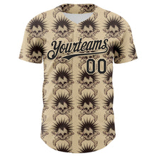Load image into Gallery viewer, Custom City Cream Black 3D Skull Authentic Baseball Jersey