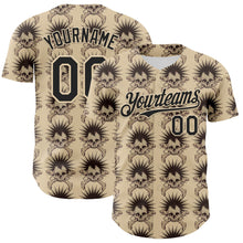 Load image into Gallery viewer, Custom City Cream Black 3D Skull Authentic Baseball Jersey