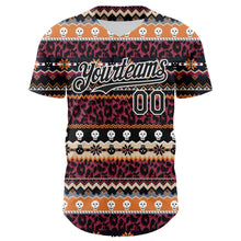 Load image into Gallery viewer, Custom Black White 3D Skull And Leopard Print Authentic Baseball Jersey