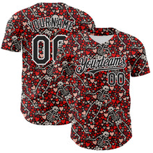 Load image into Gallery viewer, Custom Black White 3D Skeleton And Heart Authentic Baseball Jersey
