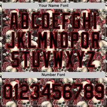 Load image into Gallery viewer, Custom Black Red 3D Skeleton And Flower Authentic Baseball Jersey