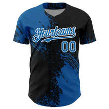 Load image into Gallery viewer, Custom Blue Black-White 3D Pattern Design Abstract Brush Stroke Authentic Baseball Jersey