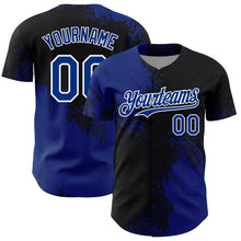 Load image into Gallery viewer, Custom Royal Black-White 3D Pattern Design Abstract Brush Stroke Authentic Baseball Jersey