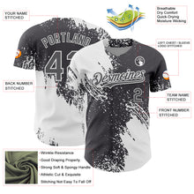Load image into Gallery viewer, Custom White Steel Gray 3D Pattern Design Abstract Brush Stroke Authentic Baseball Jersey