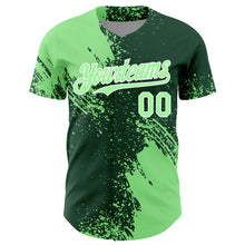 Load image into Gallery viewer, Custom Pea Green Green-White 3D Pattern Design Abstract Brush Stroke Authentic Baseball Jersey