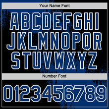 Load image into Gallery viewer, Custom US Navy Blue Black-White 3D Pattern Design Abstract Brush Stroke Authentic Baseball Jersey