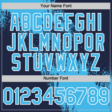 Load image into Gallery viewer, Custom Sky Blue Navy-White 3D Pattern Design Abstract Brush Stroke Authentic Baseball Jersey