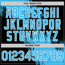 Load image into Gallery viewer, Custom Sky Blue Black-White 3D Pattern Design Abstract Brush Stroke Authentic Baseball Jersey
