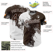 Load image into Gallery viewer, Custom White Brown 3D Pattern Design Abstract Brush Stroke Authentic Baseball Jersey