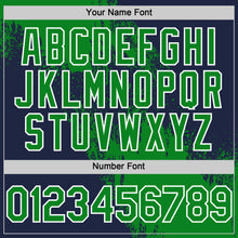 Load image into Gallery viewer, Custom Grass Green Navy-White 3D Pattern Design Abstract Brush Stroke Authentic Baseball Jersey