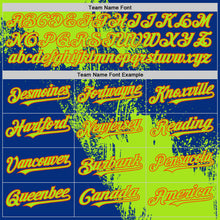 Load image into Gallery viewer, Custom Neon Green Royal-Orange 3D Pattern Design Abstract Brush Stroke Authentic Baseball Jersey