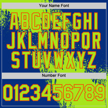 Load image into Gallery viewer, Custom Neon Green Royal-Orange 3D Pattern Design Abstract Brush Stroke Authentic Baseball Jersey