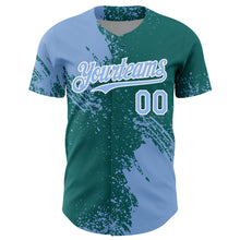 Load image into Gallery viewer, Custom Light Blue Teal-White 3D Pattern Design Abstract Brush Stroke Authentic Baseball Jersey