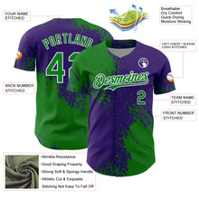 Load image into Gallery viewer, Custom Grass Green Purple-White 3D Pattern Design Abstract Brush Stroke Authentic Baseball Jersey
