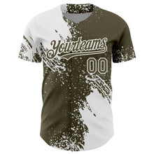 Load image into Gallery viewer, Custom White Olive 3D Pattern Design Abstract Brush Stroke Authentic Baseball Jersey