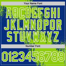 Load image into Gallery viewer, Custom Neon Green Royal-White 3D Pattern Design Abstract Brush Stroke Authentic Baseball Jersey