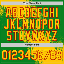 Load image into Gallery viewer, Custom Yellow Grass Green-Red 3D Pattern Design Abstract Brush Stroke Authentic Baseball Jersey