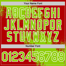 Load image into Gallery viewer, Custom Neon Green Red-White 3D Pattern Design Abstract Brush Stroke Authentic Baseball Jersey