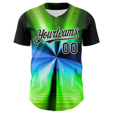 Load image into Gallery viewer, Custom Black White 3D Pattern Design Rave Psychedelic Aurora Authentic Baseball Jersey