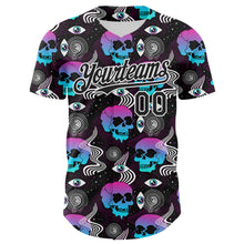 Load image into Gallery viewer, Custom Black White 3D Pattern Design Rave Psychedelic Skull Authentic Baseball Jersey