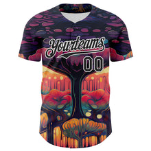 Load image into Gallery viewer, Custom Black White 3D Pattern Design Rave Psychedelic Forest Authentic Baseball Jersey