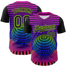Load image into Gallery viewer, Custom Black Neon Green 3D Pattern Design Rave Psychedelic Geometry Authentic Baseball Jersey