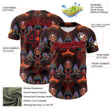 Load image into Gallery viewer, Custom Brown Black-Fire Red 3D Pattern Design Rave Psychedelic Fluid Art Authentic Baseball Jersey