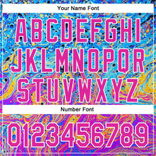 Load image into Gallery viewer, Custom Electric Blue Deep Pink-White 3D Pattern Design Rave Psychedelic Fluid Art Authentic Baseball Jersey