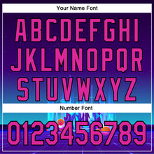 Load image into Gallery viewer, Custom Navy Deep Pink-Black 3D Pattern Design Rave Psychedelic Futuristic City Authentic Baseball Jersey