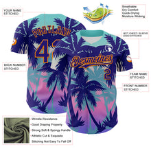 Load image into Gallery viewer, Custom Dark Purple Bay Orange 3D Pattern Design Rave Psychedelic Tropical Palm Tree Authentic Baseball Jersey